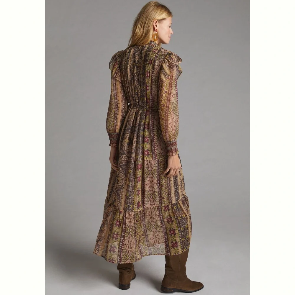 NWT Anthropologie Llani Smocked Midi Dress XXS - Picture 4 of 4